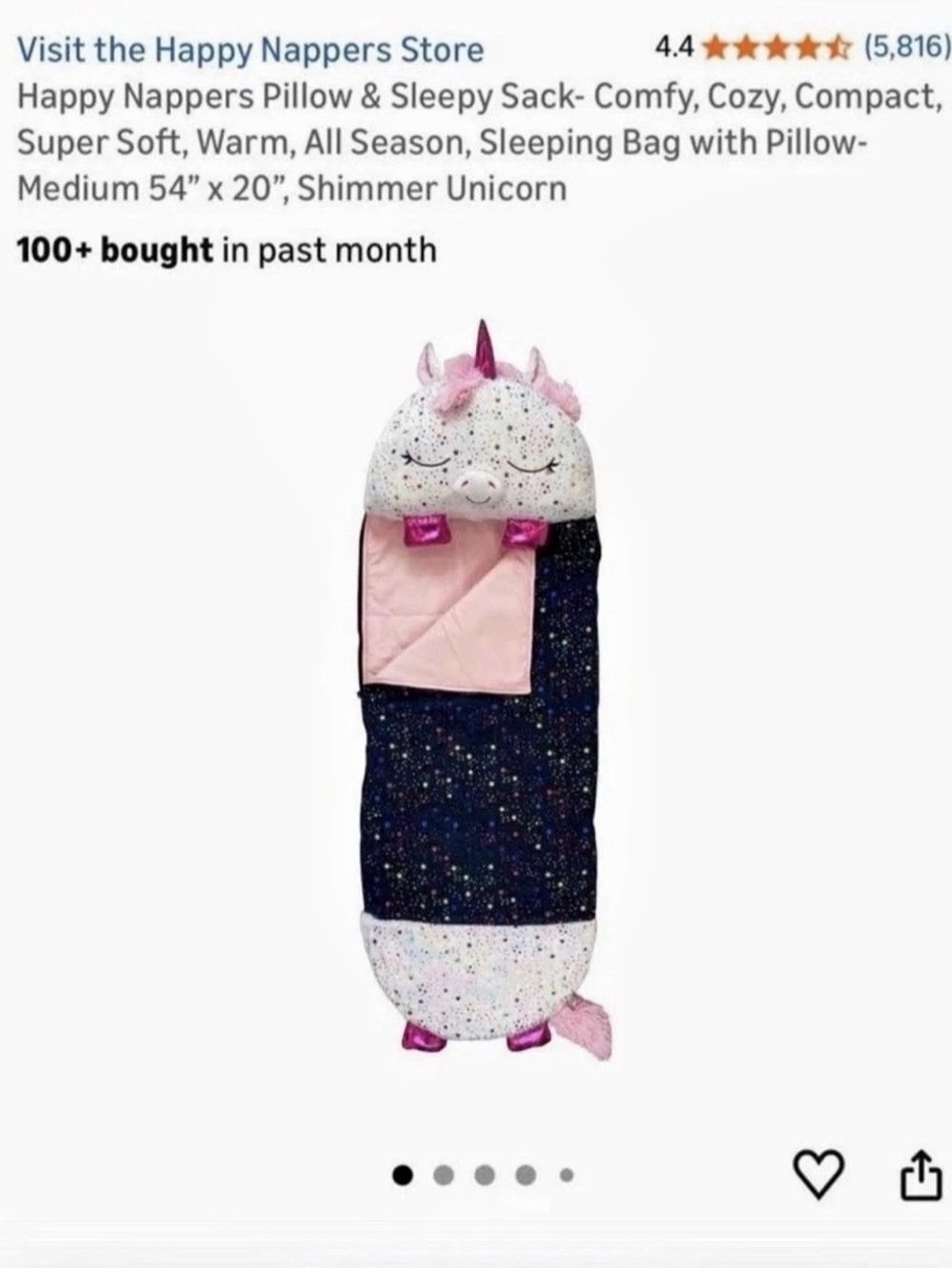 Happy Nappers Pillow & Sleepy Sack - Shimmer Unicorn